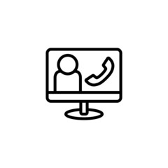 Tech support icon vector in linear, outline icon isolated on white background