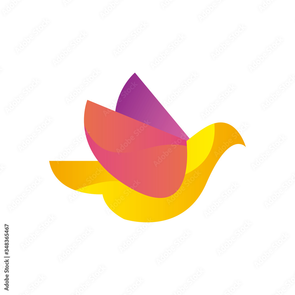 Poster dove bird gradient style icon vector design