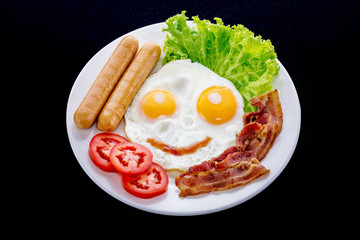 Eggs pan with sausage