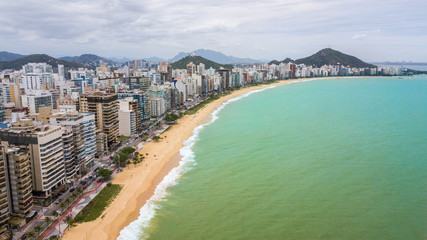 Vila Velha - ES. Aerial view of Itapua beach and Vila velha city - Espírito Santo state - Brazil