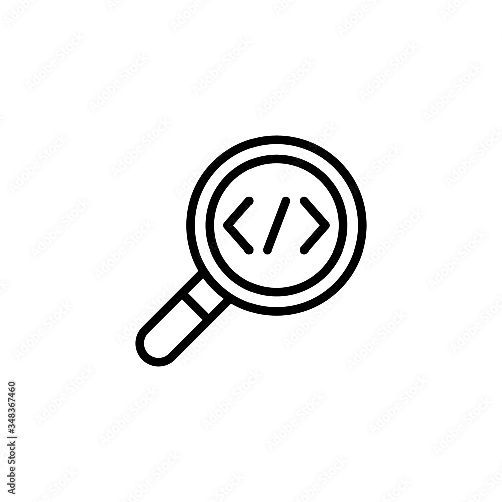 Poster code review icon in linear, outline icon isolated on white background