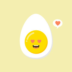 Kawaii and  Cute egg faces. Easter eggs friends with funny face vector, friendly caricature breakfast egg persons. Nutrition for kid illustration 