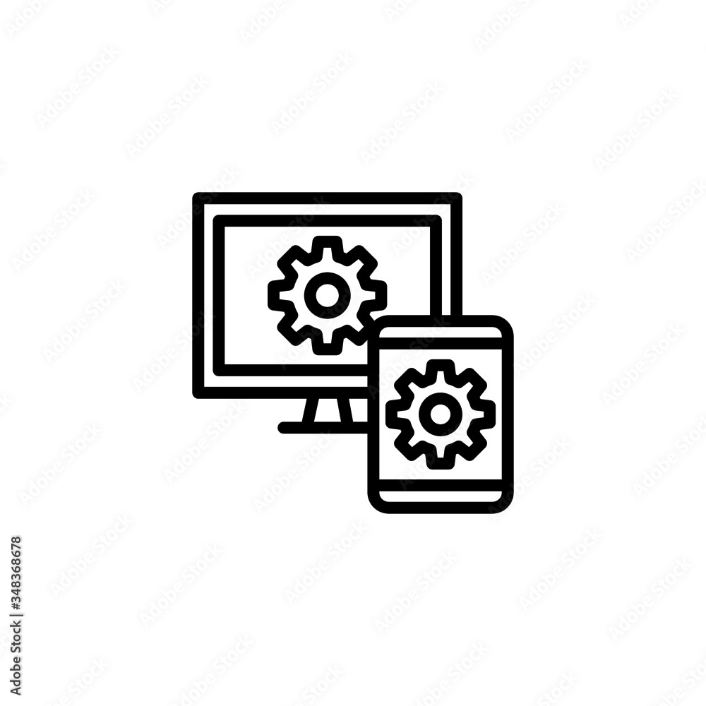 Poster cross platform vector icon in linear, outline icon isolated on white background
