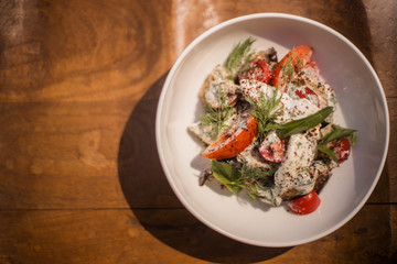 Fresh salad in the plate