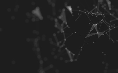 Abstract background. Molecules technology with polygonal shapes, connecting dots and lines. Connection structure. Big data visualization.