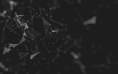 Abstract background. Molecules technology with polygonal shapes, connecting dots and lines. Connection structure. Big data visualization.