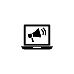 Online marketing icon vector in black solid flat design icon isolated on white background

