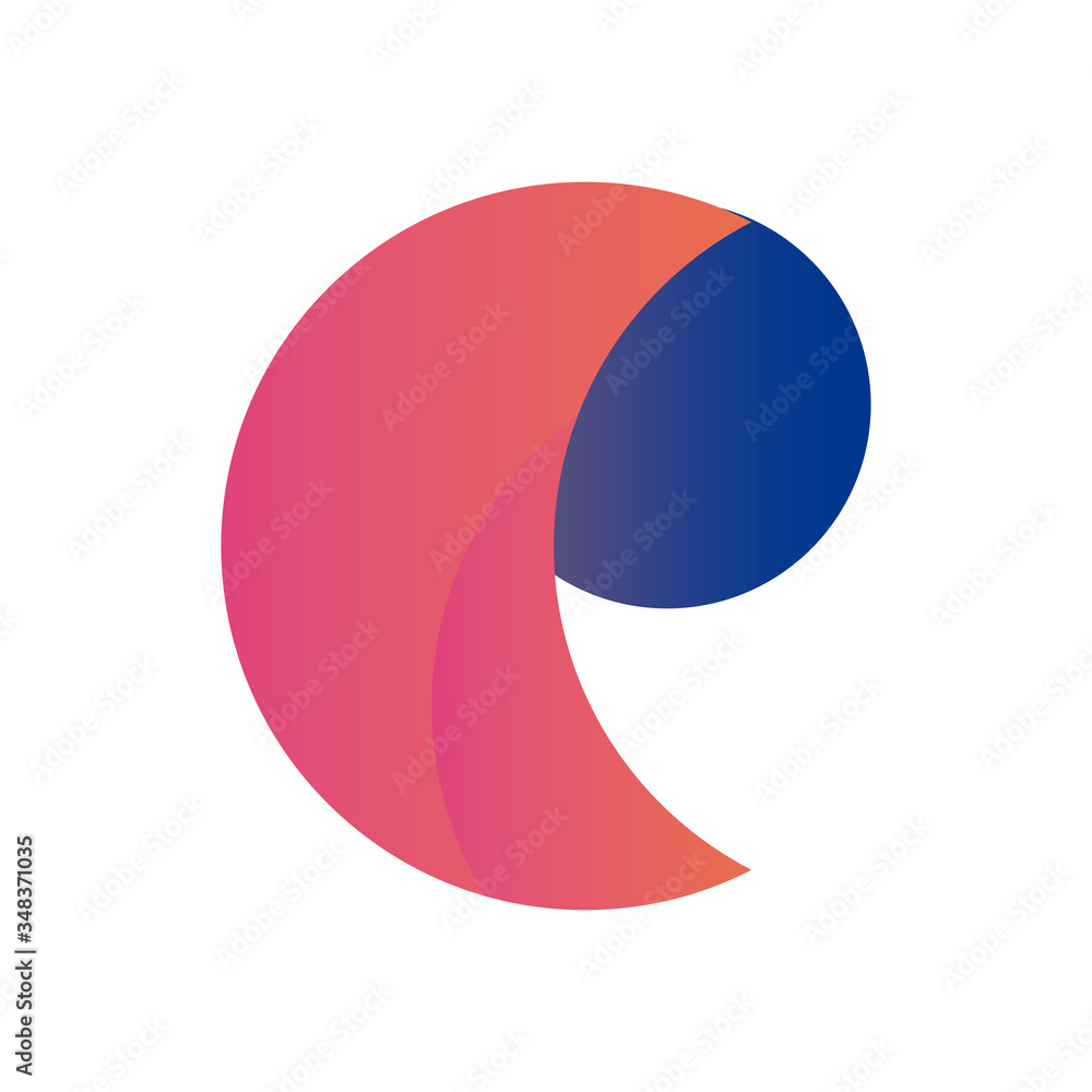 Poster abstract comma shape gradient style icon vector design