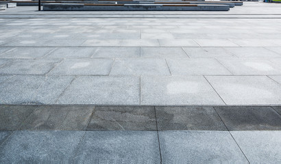 Perspective View of Monotone Gray Brick Stone on The Ground for Street Road. Sidewalk, Driveway,...