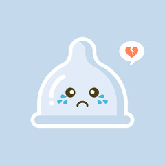 cute and kawaii condom shaped funny emoticons . Latex contraception emoji symbols. Social communication and chatting vector elements. Smile face facial expression. Safe sex sticker collection.