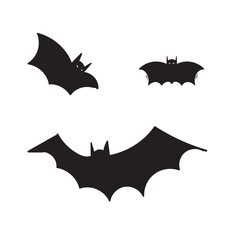 hand drawn Horror black bats group isolated on white vector Halloween background. Silhouettes of flying bats traditional Halloween symbols on white.doodle