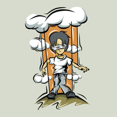 human illustrations are controlled like dolls vector download