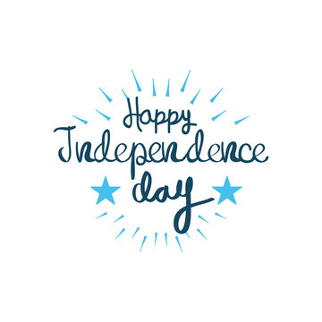 Usa Happy independence day design with stars and decorative burst, flat style