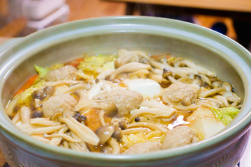 Japanese dining table. Rice, side dishes, pickles and stewed dishes