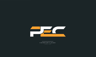 PEC Letter Logo Alphabet Design Icon Vector Symbol