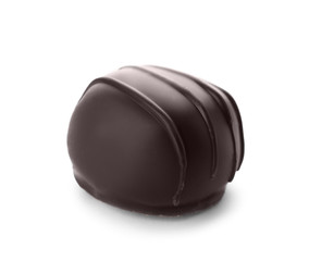 Delicious dark chocolate candy isolated on white