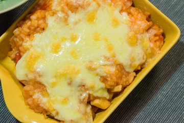 Japanese dining table. Rice, side dishes, pickles and stewed dishes