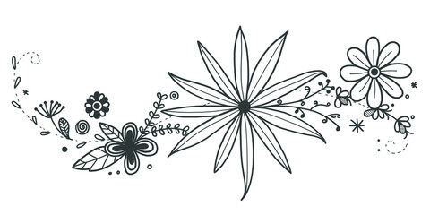 Doodle set of flower design concept.