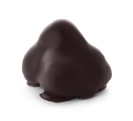 Delicious dark chocolate candy isolated on white
