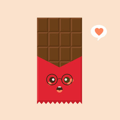 Fototapeta premium cute and funny chocolate bar characters showing various emotions, cartoon vector illustration isolated on color background. kawaii chocolate bar characters, mascots, emoticons and emoji for web