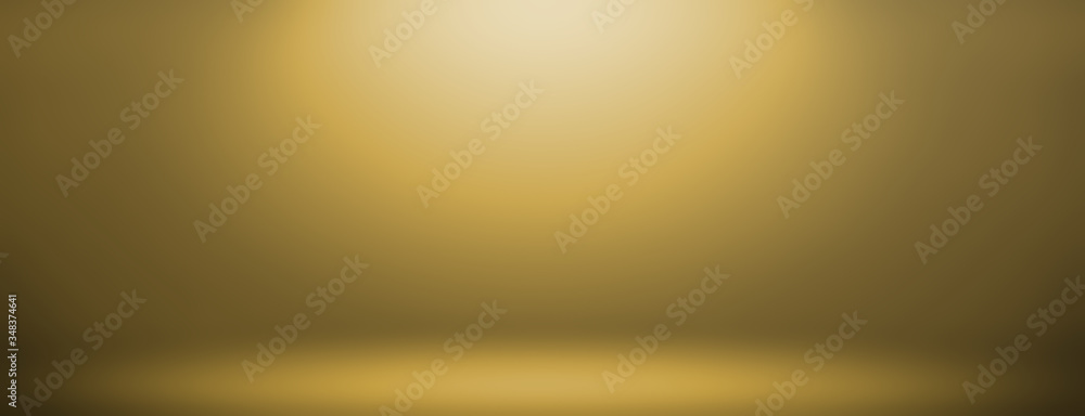 Poster Simple wide Gold gradient abstract background a space for display or montage product or present content advertising mockup wide banner backdrop
