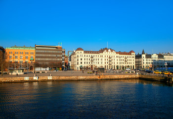 City center of Helsingborg swedish city and harbour