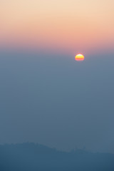 The sunrise in the high mountain
