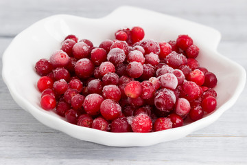 Raw Frozen lingonberry in a Bowl