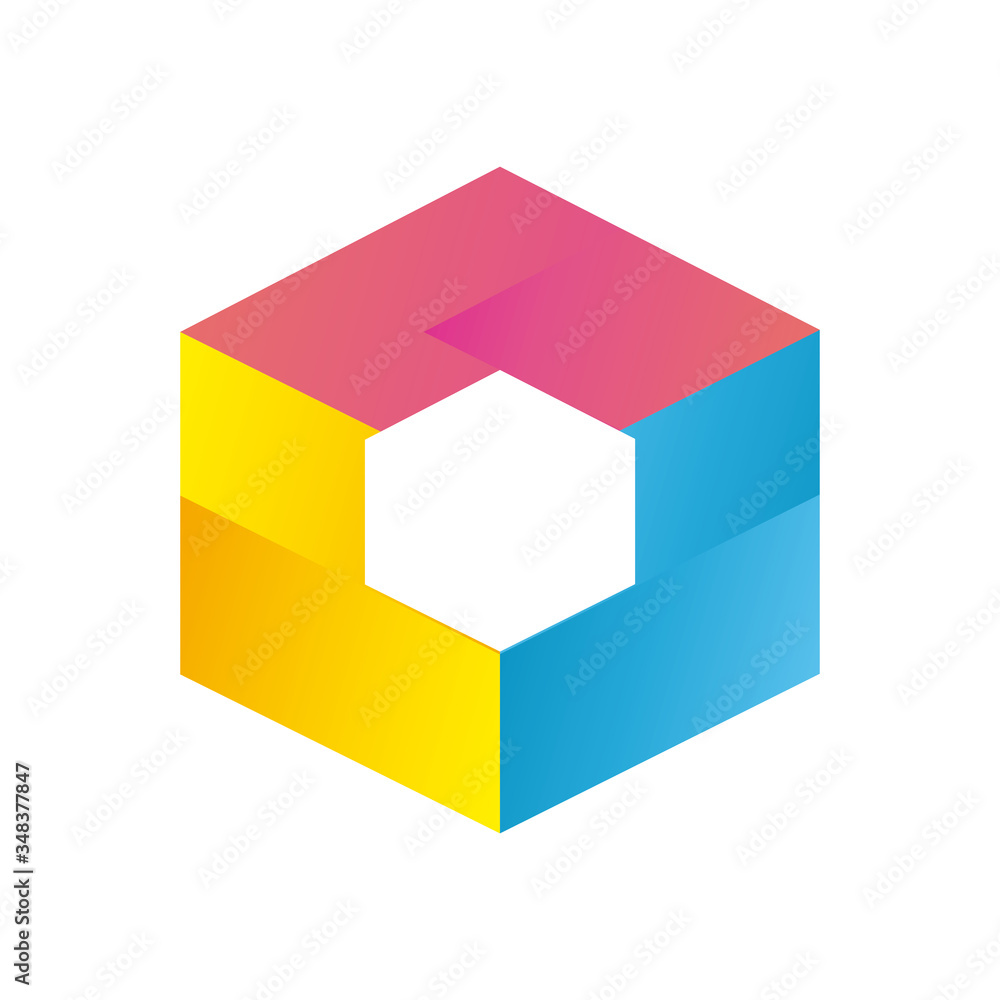 Poster abstract hexagon shape gradient style icon vector design