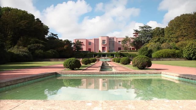 Wide shot of Serralves Museum Garden in Oporto, Portugal
