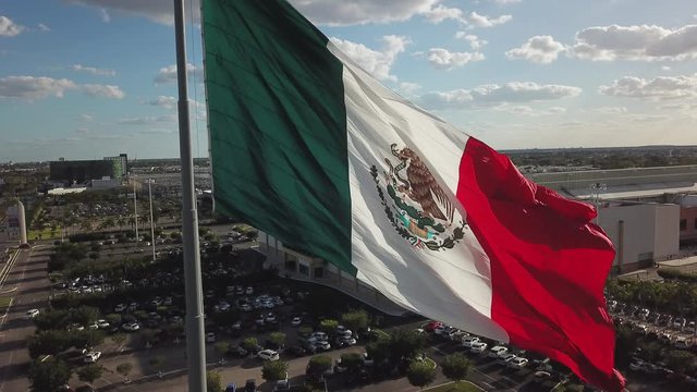 Drone view of flag of Mexico
