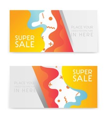 Super sale banner with fluid style. Template for design advertising and poster on liquid and color
