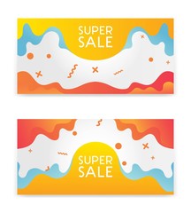 Super sale banner with fluid style. Template for design advertising and poster on liquid and color