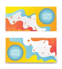 Super sale banner with fluid style. Template for design advertising and poster on liquid and colorful