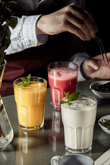 fresh color juices smoothie orange green