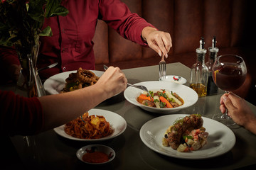 Table served with many dishes for share