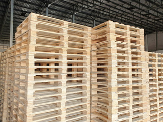 stack of wooden pallet in storage warehouse, material for Industry and transportation