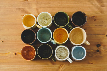 Top view of handmade ceramic cups
