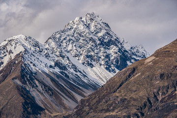 Fototapeta na wymiar Snow Covered Mountain Peaks. Mount Cook National Park New Zealand