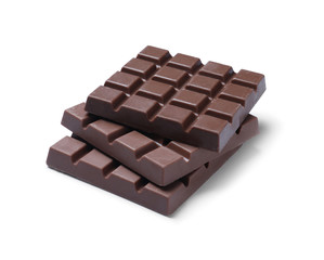 Delicious milk chocolate bars isolated on white