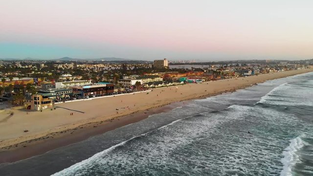 Drone view of Pacific beach San Diego