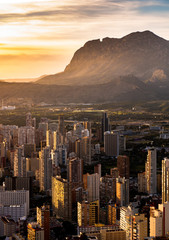 skyscrapers and mountains in benidorm