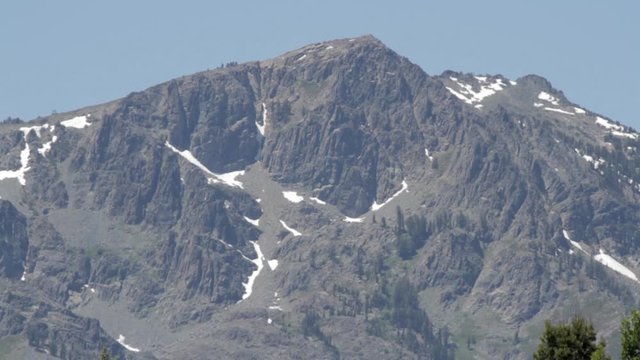 Snow melting from the tops of the Sierra Nevada Mountains in Lake Tahoe, Californian during the Summer