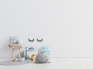 Mock up wall in the children's room in white wall background.