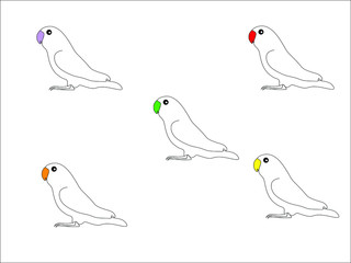Black and white vector set of birds in cartoon style.

