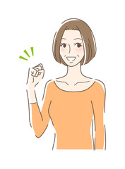 ガッツポーズする女性