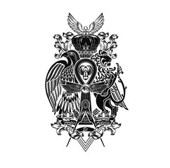 Vector Black Bold Crest Eagle