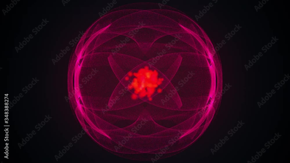 Poster sphere of particles with a bright spot in the center, computer generated. 3d rendering abstract back