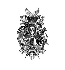 Vector Black Crest Eagle and Lion 