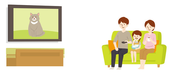 テレビを見る家族